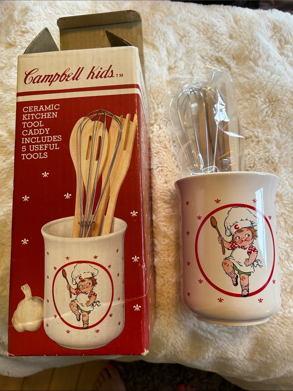 White Ceramic Kitchen Utensil Caddy